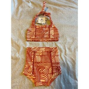 Kate Quinn 12-18 retro style geometric print halter top sun suit - NEW